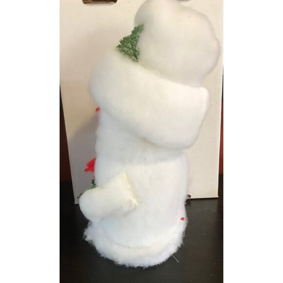 Handcrafted Cotton Snowman Christmas Decor With Greenery & Red Accents 10" - Picture 4 of 7